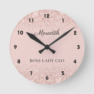 Blush Glitter Boss Lady CEO Persoonlijke Keepomwil Ronde Klok