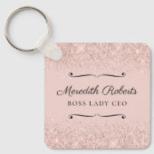Blush Glitter Boss Lady CEO Persoonlijke Keepomwil Sleutelhanger (Voorkant)