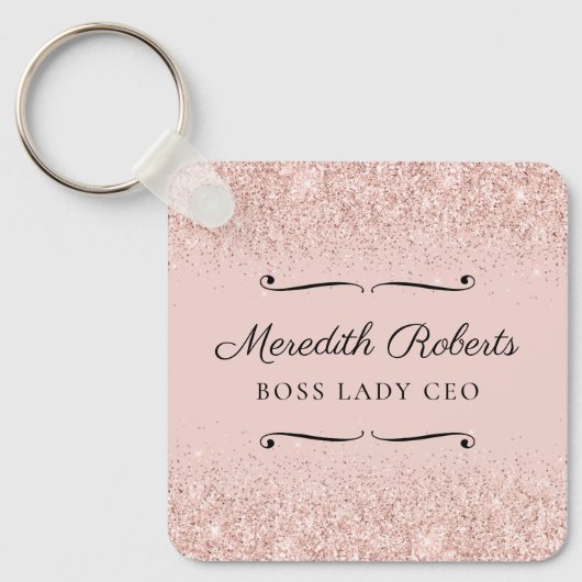 Blush Glitter Boss Lady CEO Persoonlijke Keepomwil Sleutelhanger (Voorkant)