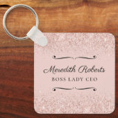 Blush Glitter Boss Lady CEO Persoonlijke Keepomwil Sleutelhanger (Voorkant)