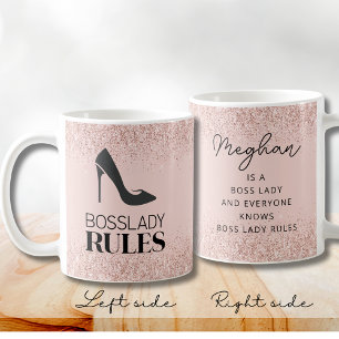 Blush Glitter Boss Lady Regels Gepersonaliseerd Koffiemok