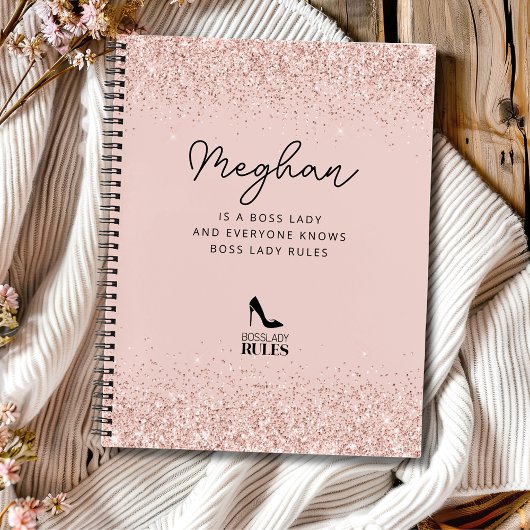 Blush Glitter Boss Lady Regels Gepersonaliseerd Notitieboek