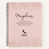 Blush Glitter Boss Lady Regels Gepersonaliseerd Notitieboek (Voorkant)