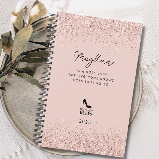 Blush Glitter Boss Lady Regels Gepersonaliseerd Planner