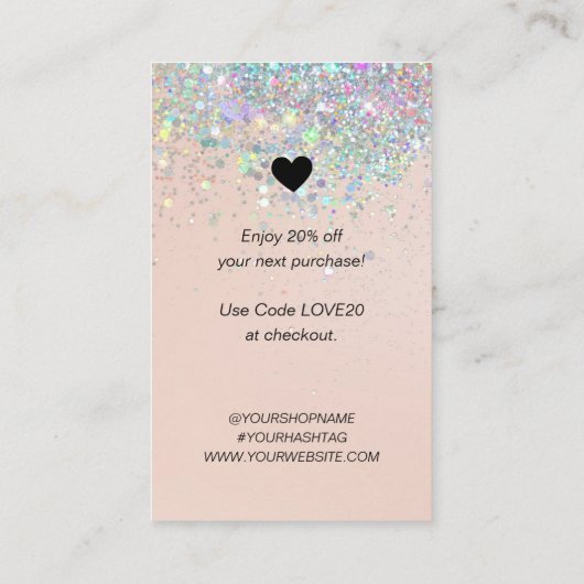 Blush Glitter Business Hartelijk dank voor het inv Visitekaartje (Achterkant)