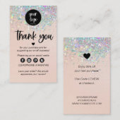 Blush Glitter Business Hartelijk dank voor het inv Visitekaartje (Voorkant / Achterkant)