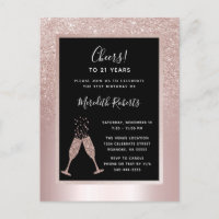 Blush Glitter Champagne Toast 21st Birthday Party