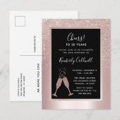 Blush Glitter Champagne Toast 30th Birthday Party Uitnodiging Briefkaart (Voorkant / Achterkant)