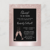 Blush Glitter Champagne Toast 30th Birthday Party Uitnodiging Briefkaart (Voorkant)
