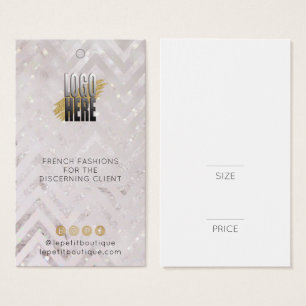 Blush Glitter Chevron Clothing Price label met log Visitekaartje