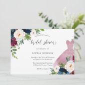 Blush Glitter Dress Burgundy & Navy Vrijgezellenfe Kaart (Staand voorkant)