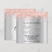 Blush Glitter Drips Silver Ombre Drop Shadow Kaart (Voorkant / Achterkant)