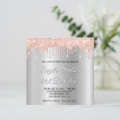 Blush Glitter Drips Silver Ombre Drop Shadow Kaart (Staand voorkant)