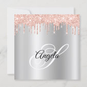 Blush Glitter Drips Silver Ombre Drop Shadow Kaart (Achterkant)