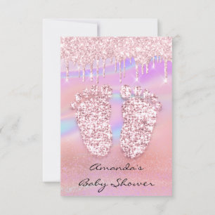 Blush Glitter Drivers Roos Blue Baby shower Feet Kaart