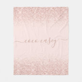 Blush Glitter Elegant Typografie Naam Fleece Deken (Voorkant)