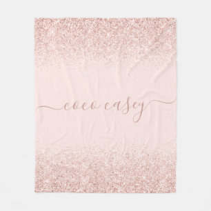 Blush Glitter Elegant Typografie Naam Fleece Deken