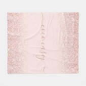 Blush Glitter Elegant Typografie Naam Fleece Deken (Voorkant (Horizontaal))