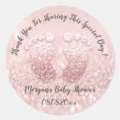 Blush Glitter Feet Baby shower Favor Bedankt Ronde Sticker (Voorkant)