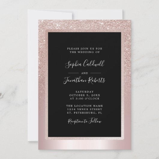 Blush Glitter Folie All in One Wedding Kaart (Voorkant)