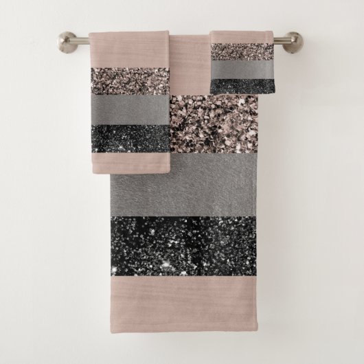 Blush Glitter Glam Stripes #1 #shiny Bad Handdoek (Insitu)