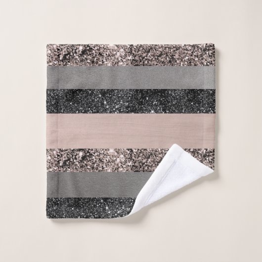 Blush Glitter Glam Stripes #1 #shiny Bad Handdoek (Wasdoekje)