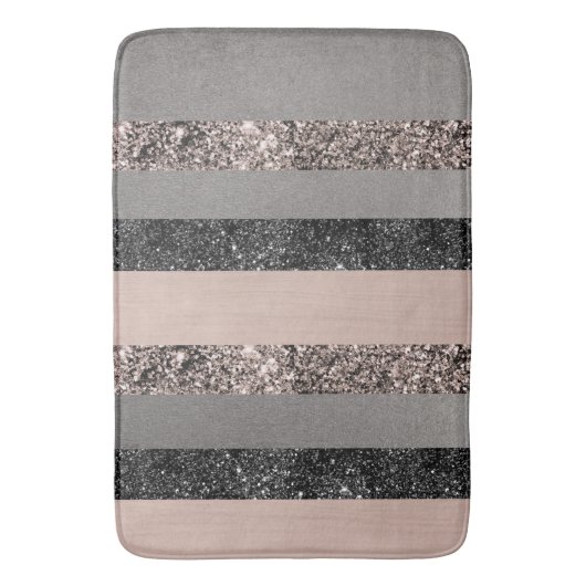 Blush Glitter Glam Stripes #1 #shiny Badmat (Voorkant Verticaal)
