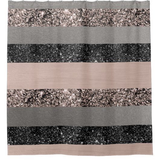 Blush Glitter Glam Stripes #1 #shiny Douchegordijn (Voorkant)