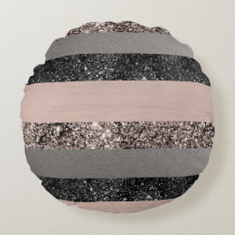 Blush Glitter Glam Stripes #1 #shiny Rond Kussen