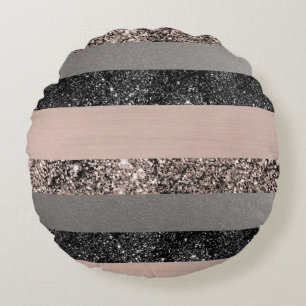 Blush Glitter Glam Stripes #1 #shiny Rond Kussen
