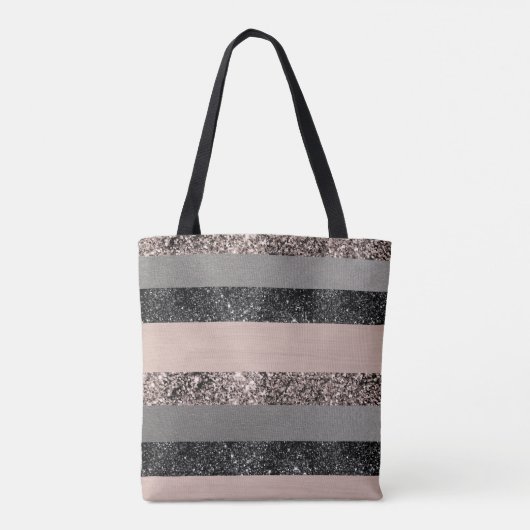Blush Glitter Glam Stripes #1 #shiny Tote Bag (Achterkant)
