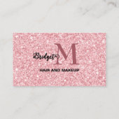 Blush Glitter haar Make-up monogram Logo Visitekaartje (Achterkant)
