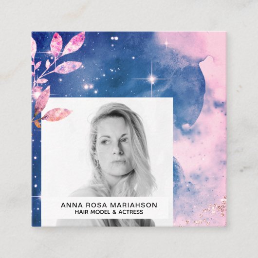 *~* Blush Glitter Hair Model Actrice Sterren FOTO Vierkante Visitekaartje (Voorkant)