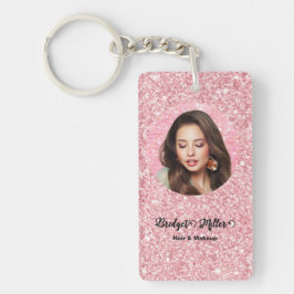 Blush Glitter hair salon elegant script photo Sleutelhanger