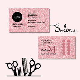 Blush Glitter hair salon monogram Logo Klantenkaartje