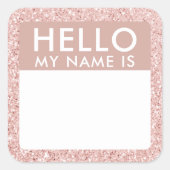 Blush Glitter Hallo mijn naam is Sticker (Voorkant)