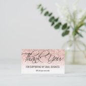 Blush glitter kalligrafie Hartelijk dank Visitekaartje (Staand voorkant)