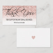 Blush glitter kalligrafie Hartelijk dank Visitekaartje (Voorkant / Achterkant)