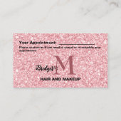 Blush Glitter kapsalon monogram Logo Afsprakenkaartje (Achterkant)