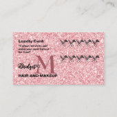 Blush Glitter kapsalon monogram Logo Klantenkaartje (Achterkant)
