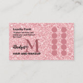 Blush Glitter kapsalon monogram Logo Klantenkaartje (Achterkant)