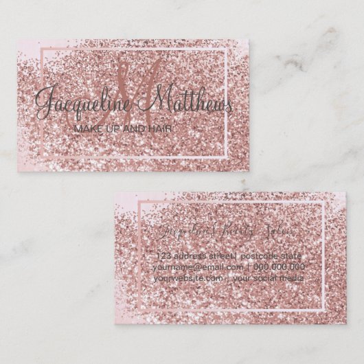 Blush Glitter Makeup Artist Afsprakenkaartje (Voorkant / Achterkant)