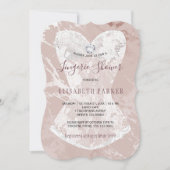 Blush glitter marmer en bordeaux lingerie douche kaart (Voorkant)