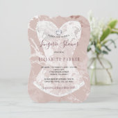 Blush glitter marmer en bordeaux lingerie douche kaart (Staand voorkant)