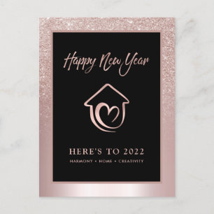 Blush Glitter Numerology Prediction Nieuwjaar 2022 Briefkaart