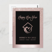 Blush Glitter Numerology Prediction Nieuwjaar 2022 Briefkaart (Voorkant / Achterkant)