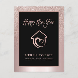 Blush Glitter Numerology Prediction Nieuwjaar 2022 Briefkaart