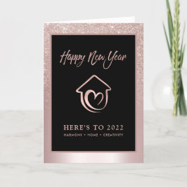 Blush Glitter Numerology Prediction Nieuwjaar 2022 Feestdagen Kaart