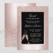 Blush Glitter Ombre 40th Birthday Party Invitation (Voorkant / Achterkant)