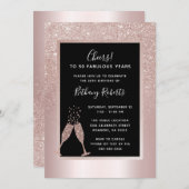 Blush Glitter Ombre 50th Birthday Party Invitation (Voorkant / Achterkant)